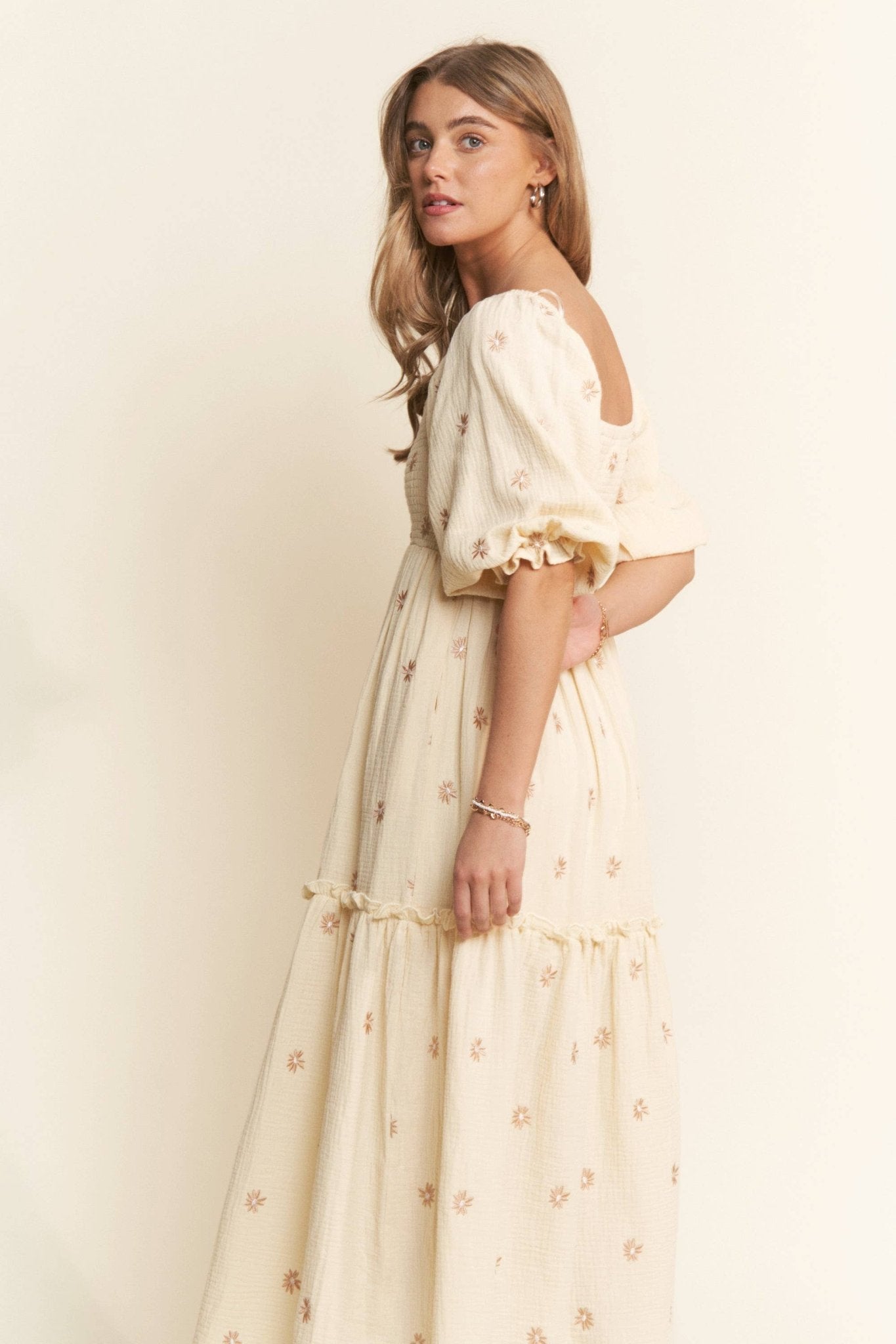 Floral Embroidered Tiered Maxi Dress - Purpose + Passion Boutique