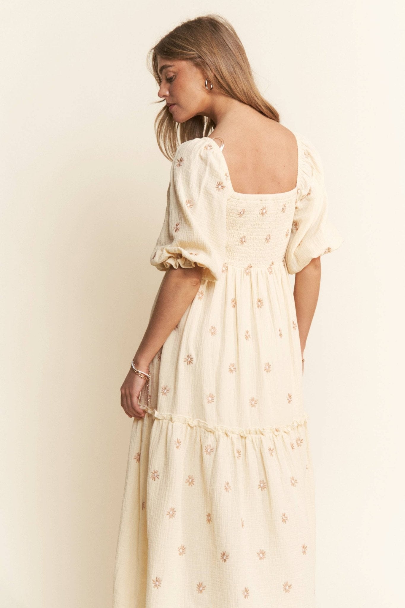 Floral Embroidered Tiered Maxi Dress - Purpose + Passion Boutique