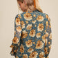 Floral Green Chiffon Poet Blouse - Purpose + Passion Boutique