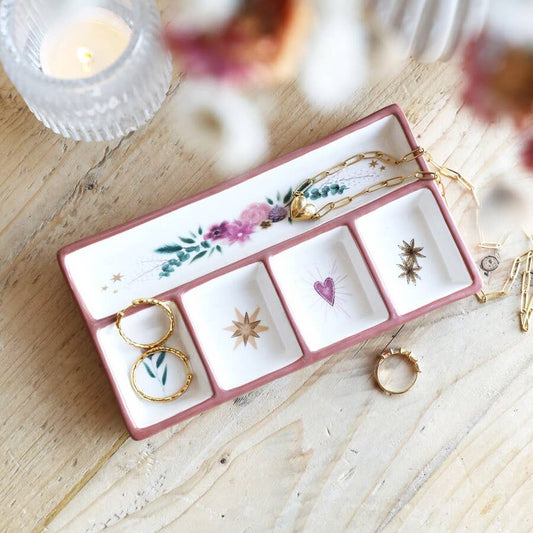 Floral Heart Ceramic Trinket Tray - Purpose + Passion Boutique
