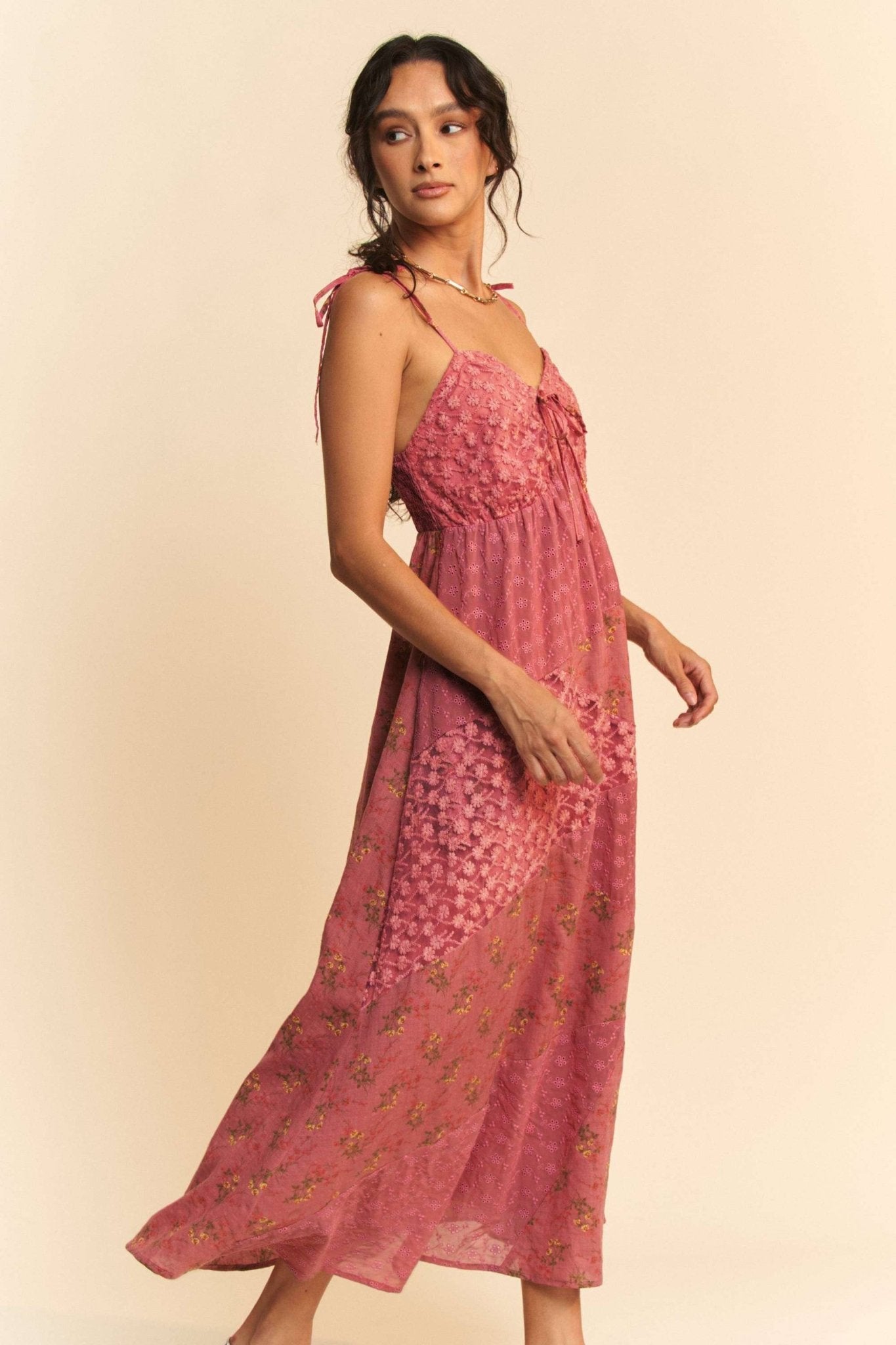Floral Lace Mix Patchwork Slip Dress - Purpose + Passion Boutique