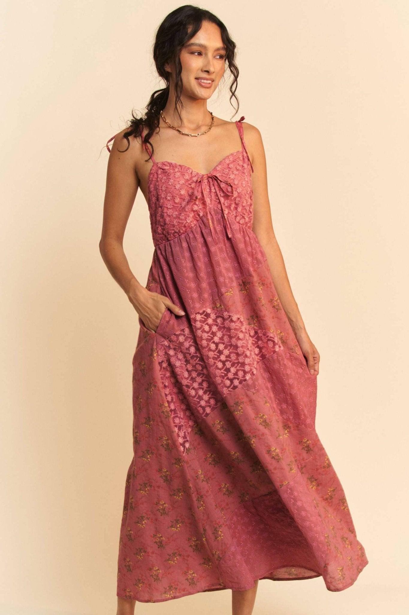 Floral Lace Mix Patchwork Slip Dress - Purpose + Passion Boutique