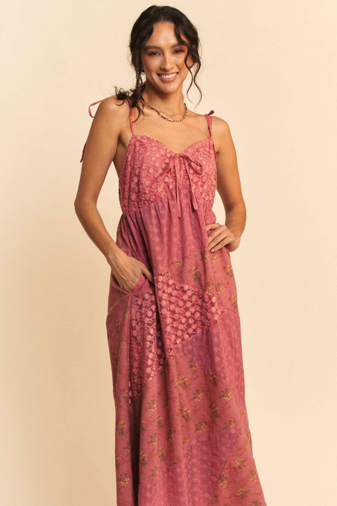 Floral Lace Mix Patchwork Slip Dress - Purpose + Passion Boutique