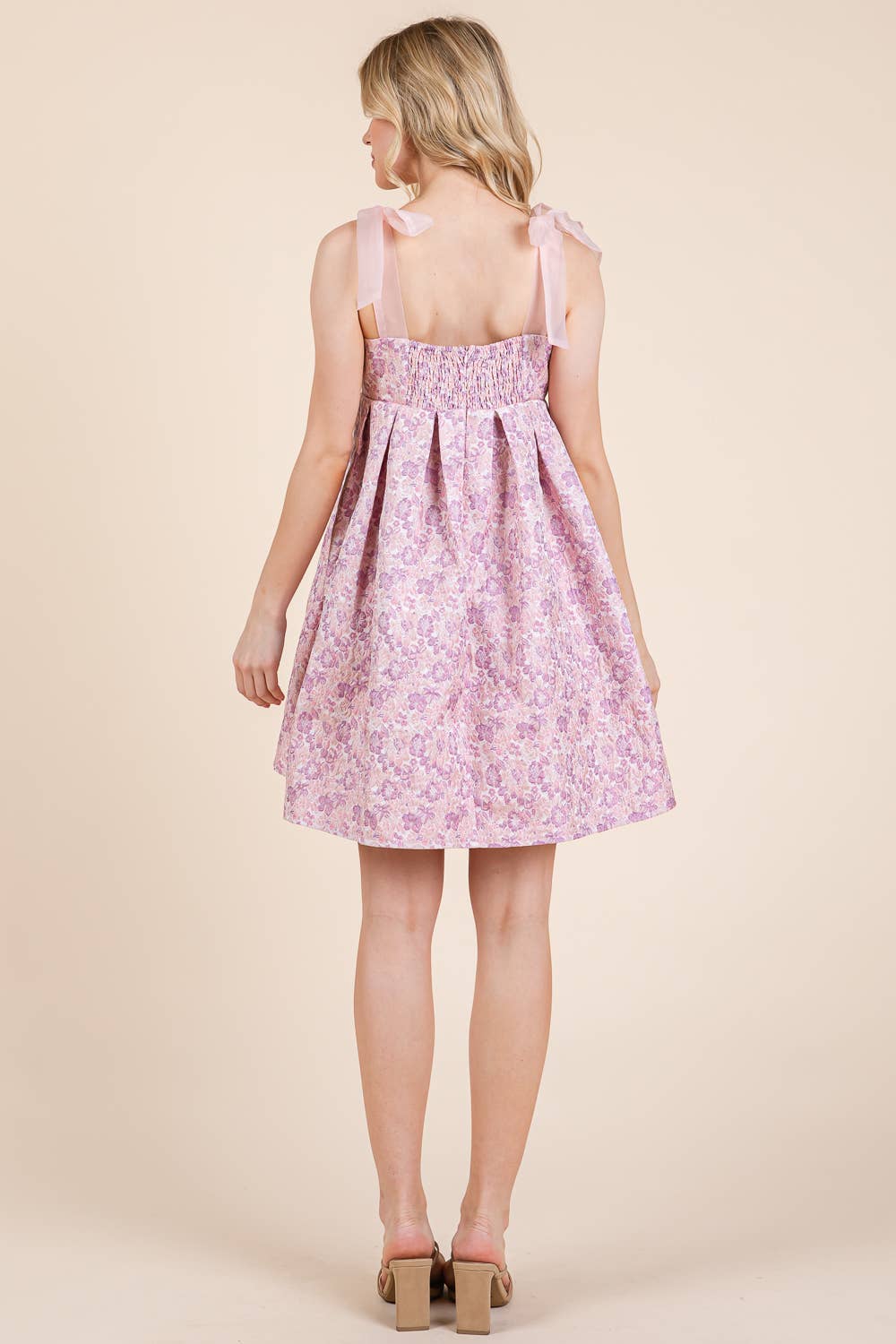 Floral Pink/Purple Jacquard Babydoll Mini Sundress - Purpose + Passion Boutique