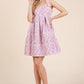 Floral Pink/Purple Jacquard Babydoll Mini Sundress - Purpose + Passion Boutique
