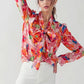 Floral Print Tie Neck Blouse - Purpose + Passion Boutique