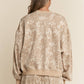 Floral Taupe Drop Shoulder Long Sleeve Sweater - Purpose + Passion Boutique