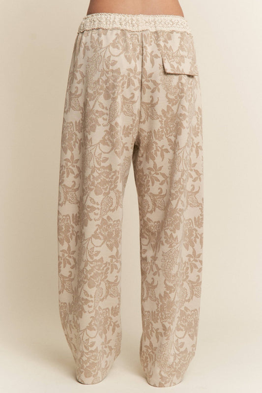 Floral Taupe Knit Pants - Purpose + Passion Boutique