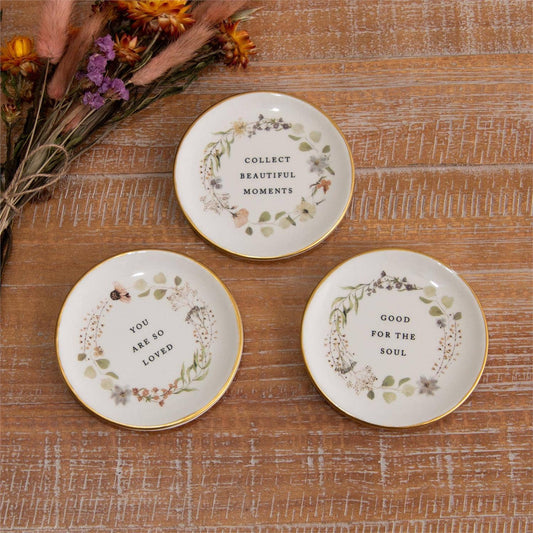 Floral Trinket Plates with Gold Rim - Purpose + Passion Boutique