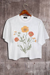 Flower Graphic White Crop Tee - Purpose + Passion Boutique