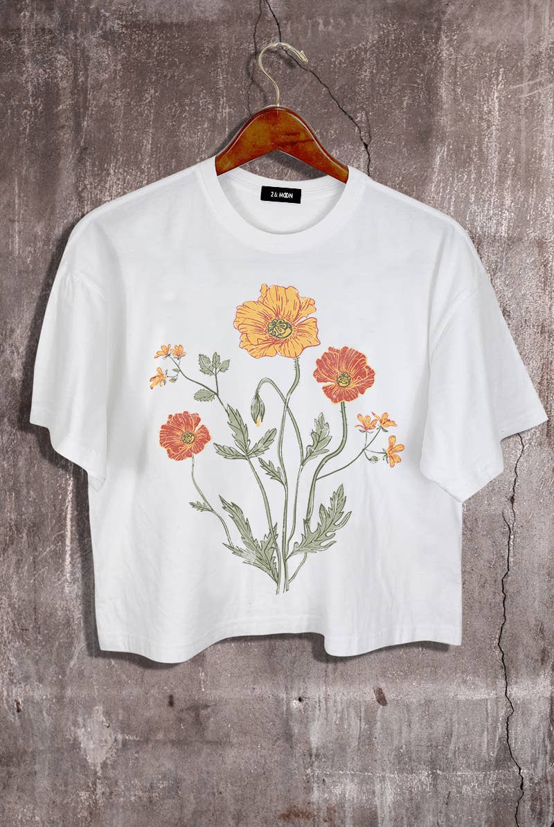Flower Graphic White Crop Tee - Purpose + Passion Boutique