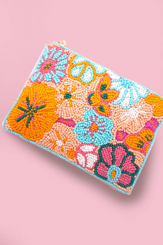 Flower Seed Bead Coin Pouch - Purpose + Passion Boutique