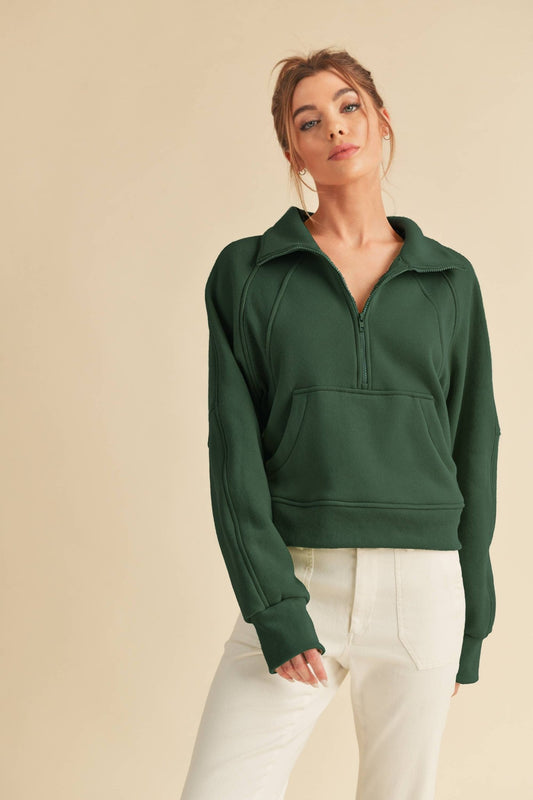 Forest Funnel Neck Half Zip - Purpose + Passion Boutique