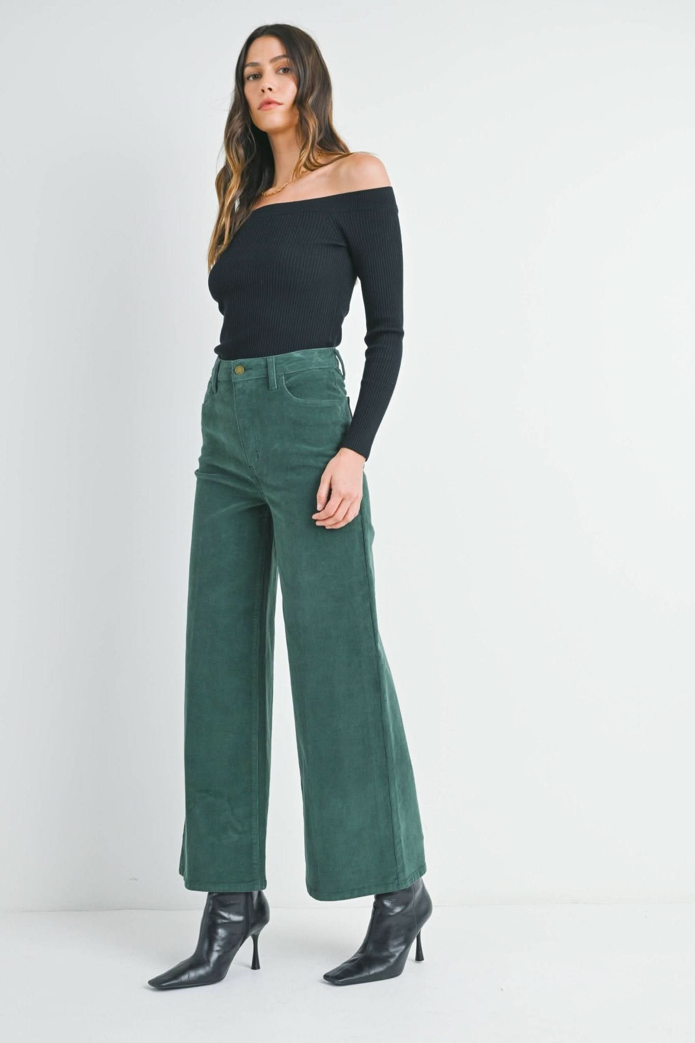 Forest Green Wide Leg Corduroy - Purpose + Passion Boutique