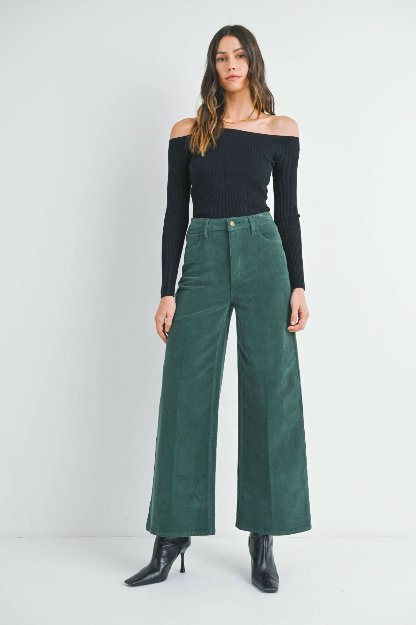 Forest Green Wide Leg Corduroy - Purpose + Passion Boutique