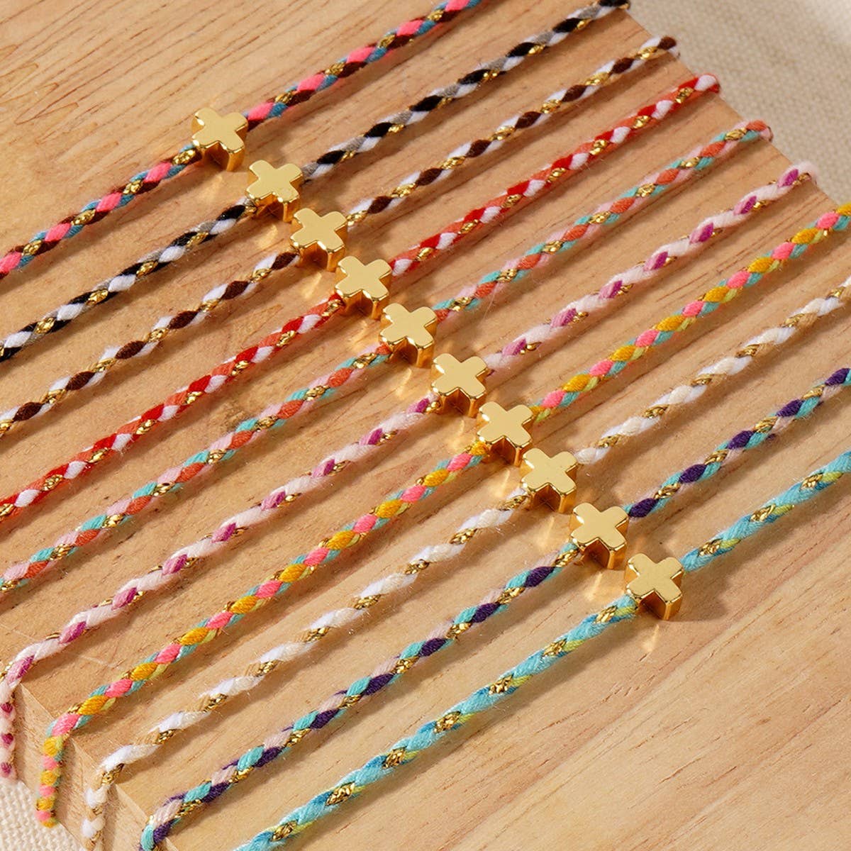 Four - Color Cotton Cross Adjustable Bracelet - Purpose + Passion Boutique