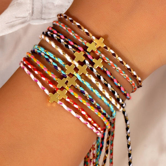 Four - Color Cotton Cross Adjustable Bracelet - Purpose + Passion Boutique