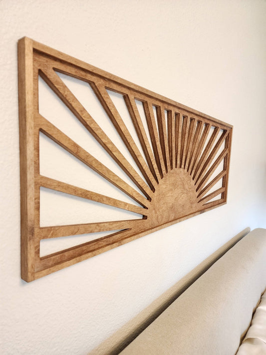 Framed Wood Sunburst Wall Art (10x28) - Purpose + Passion Boutique