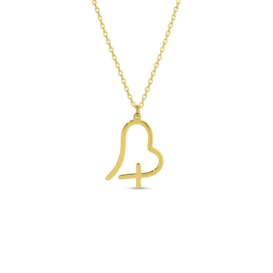 Free Form Heart With Cross Pendant Necklace - Purpose + Passion Boutique
