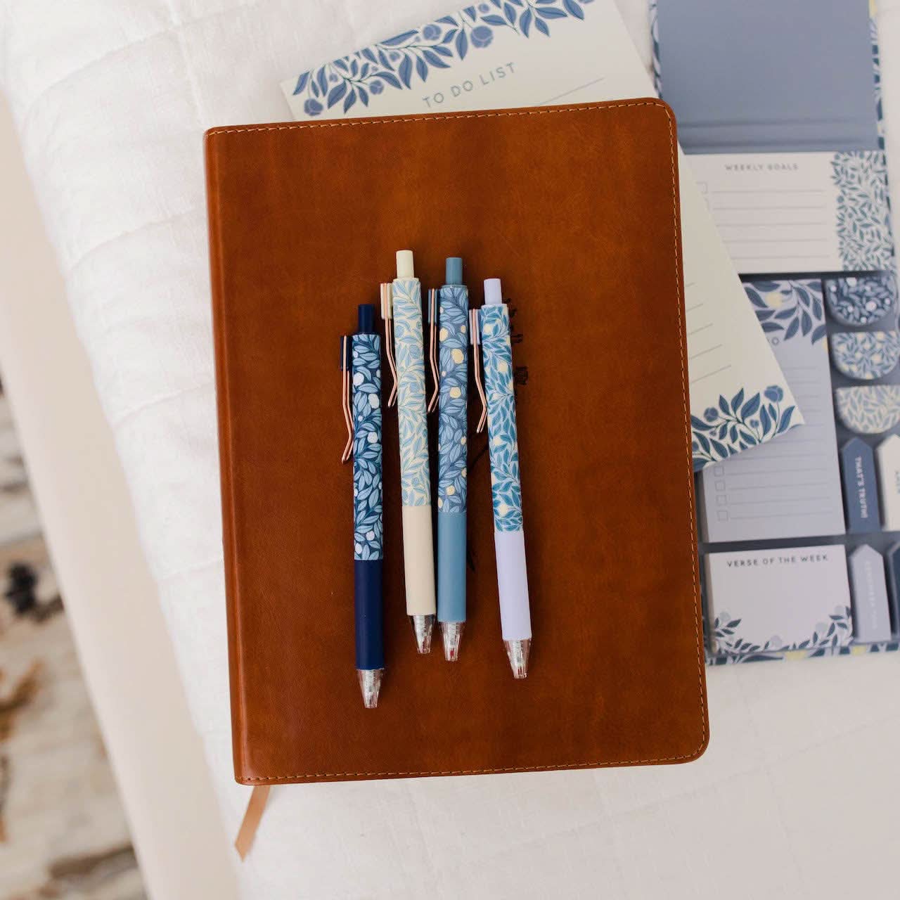 French Blue Floral Pen Set - Purpose + Passion Boutique