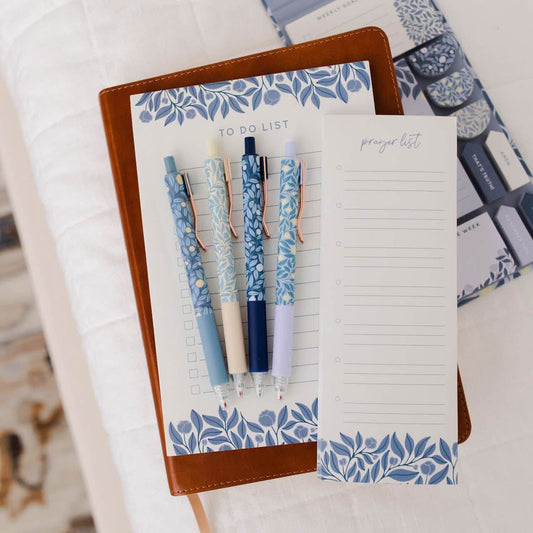 French Blue Floral Pen Set - Purpose + Passion Boutique