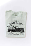 'FRESH FLOWER MARKET' Sage Mineral Washed Graphic Top - Purpose + Passion Boutique