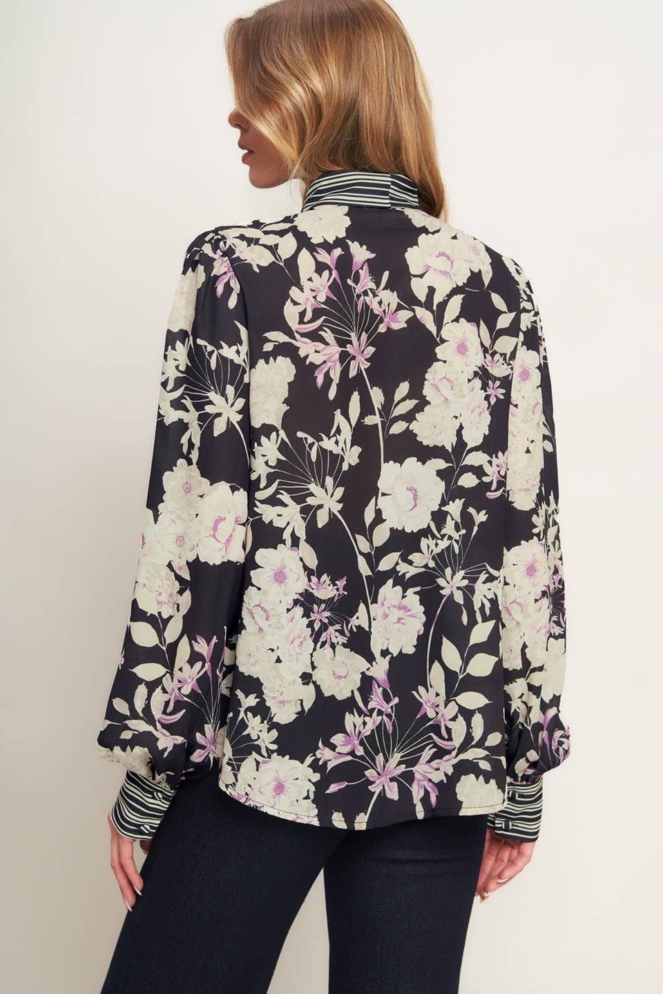 Front Bow Tie Long Sleeve Blouse - Purpose + Passion Boutique