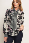 Front Bow Tie Long Sleeve Blouse - Purpose + Passion Boutique