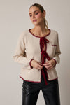 Front Tie Cream Burgundy Sweater - Purpose + Passion Boutique
