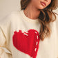 Fuzzy Ivory Heart Knit Sweater - Purpose + Passion Boutique