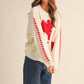 Fuzzy Ivory Heart Knit Sweater - Purpose + Passion Boutique