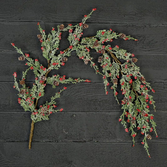 Garland - Icy Sparkle Cypress Pine w. Pepperberry - 4ft - Purpose + Passion Boutique