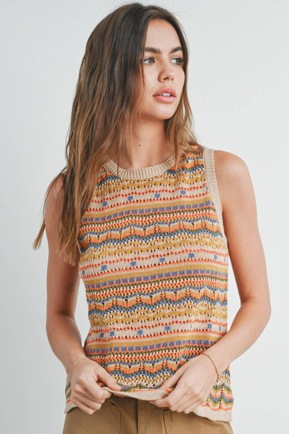 Geo Taupe Pattern Knit Top - Purpose + Passion Boutique