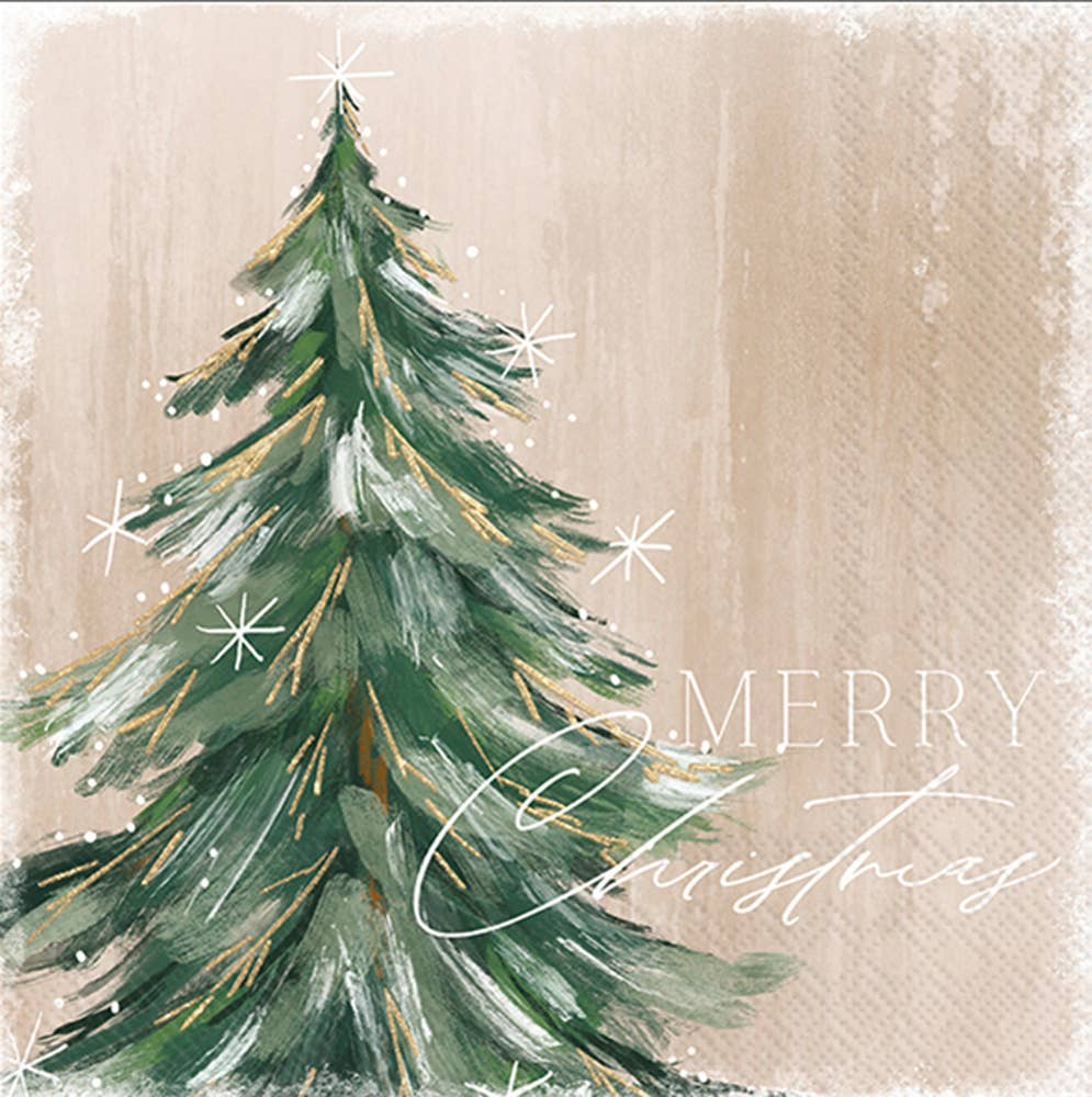 Gilded Painterly Christmas Tree Paper Cocktail Napkins Pk/20 - Purpose + Passion Boutique