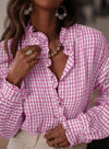 Gingham Check Plaid Ruffled Detail Shirt Blouse - Purpose + Passion Boutique