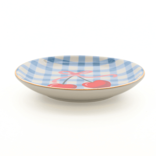 Gingham Cherry Round Trinket Tray - Purpose + Passion Boutique