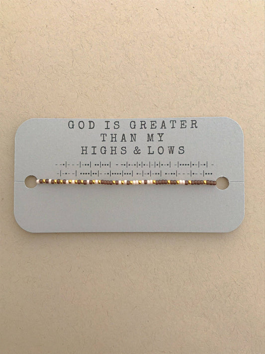 God is Greater Than My Highs and Lows Morse Code Bracelet - Purpose + Passion Boutique