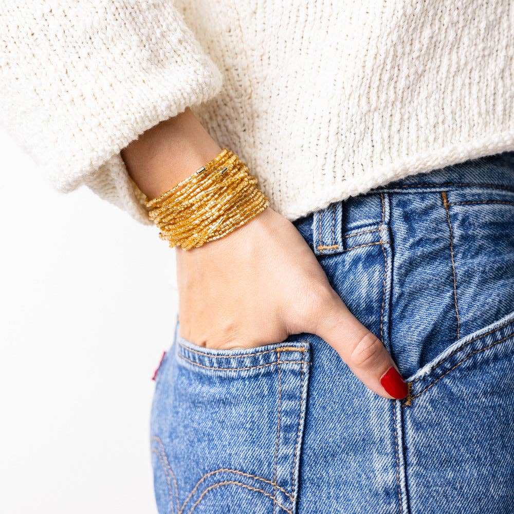 Gold 18 Strand Luxe Beaded Bracelet Set - Purpose + Passion Boutique