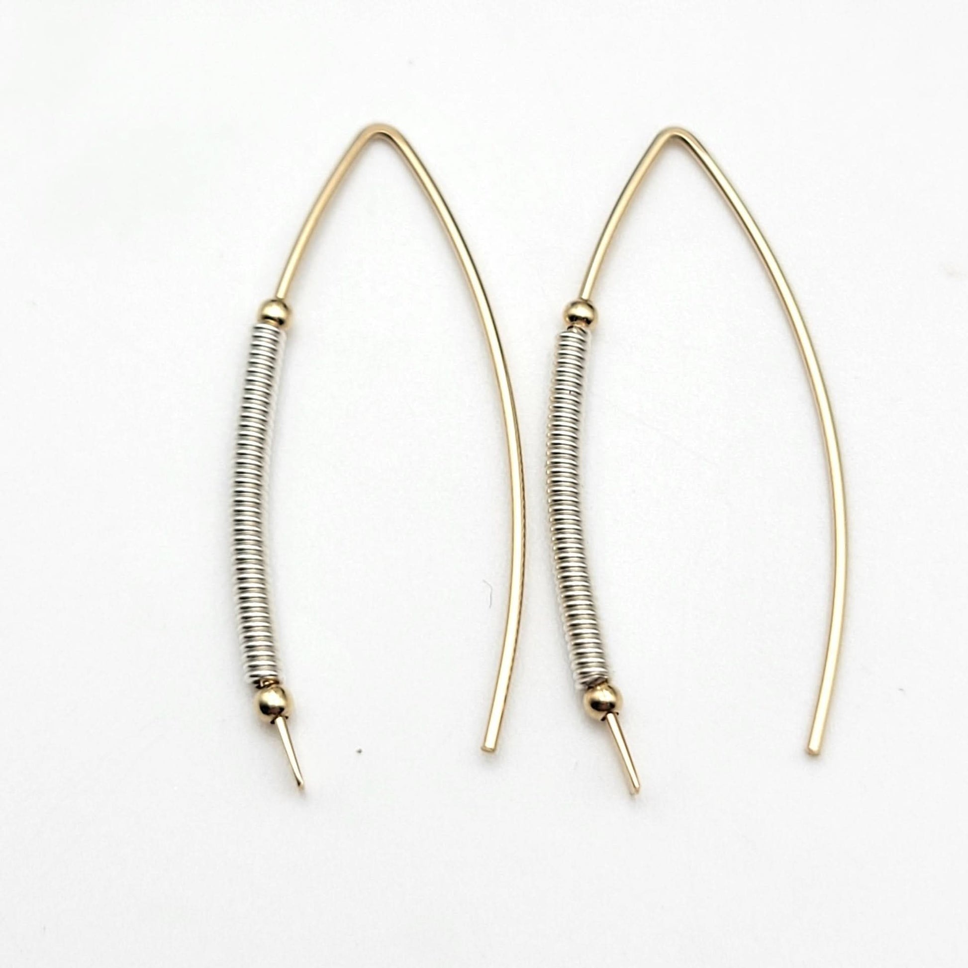 Gold and Silver Coil Wishbone Threader Earrings - Purpose + Passion Boutique