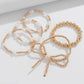 Gold Bow Knot Pearl Beaded Multi Layered Bracelet Set - Purpose + Passion Boutique
