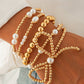 Gold Bow Knot Pearl Beaded Multi Layered Bracelet Set - Purpose + Passion Boutique