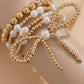 Gold Bow Knot Pearl Beaded Multi Layered Bracelet Set - Purpose + Passion Boutique