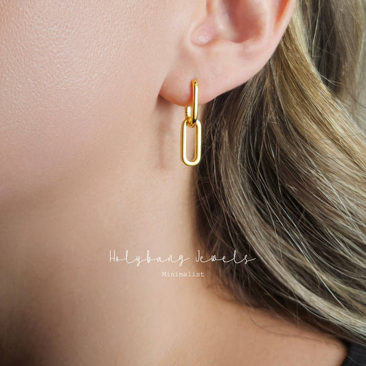 Gold Chain Drop Hoop Earrings - Purpose + Passion Boutique