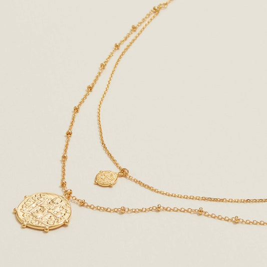 Gold Dipped Ancient Coin Pendant Layered Necklace - Purpose + Passion Boutique