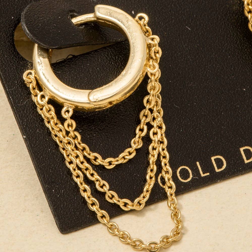 Gold Dipped Chain Accent Hinge Hoop Earrings - Purpose + Passion Boutique