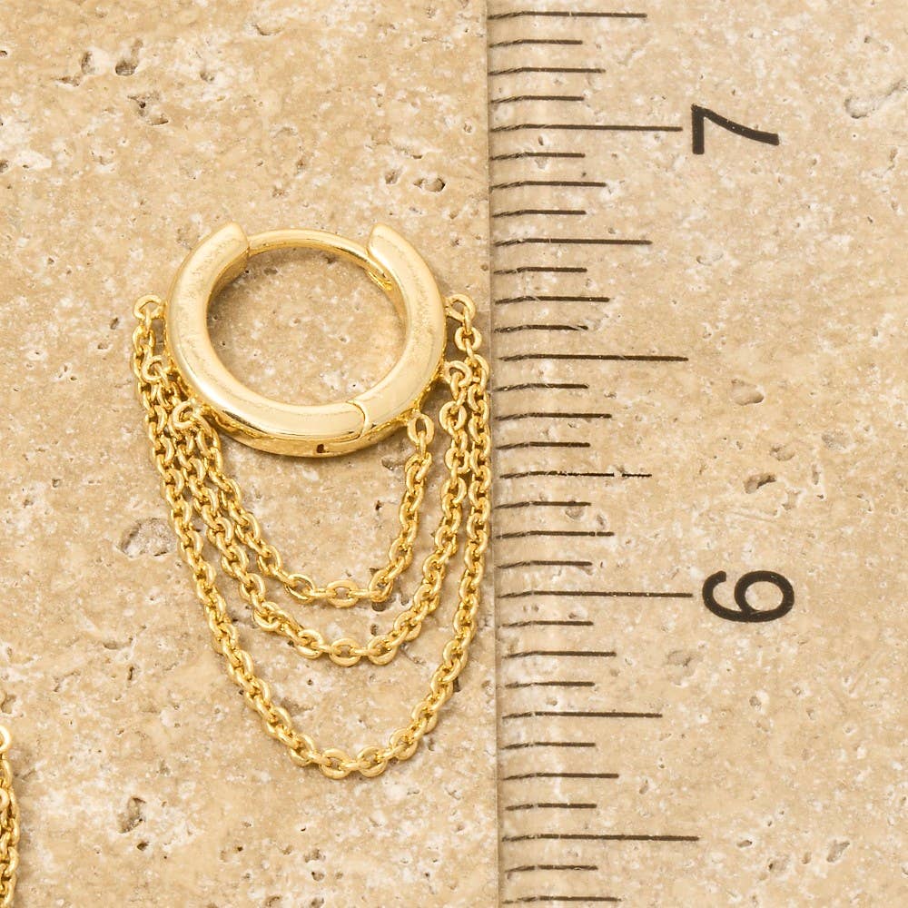 Gold Dipped Chain Accent Hinge Hoop Earrings - Purpose + Passion Boutique