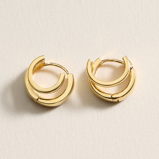 Gold - Dipped Double Hoop Earrings - Purpose + Passion Boutique