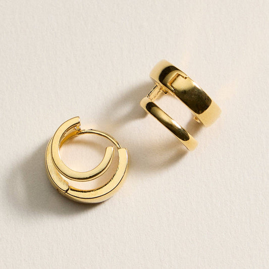 Gold - Dipped Double Hoop Earrings - Purpose + Passion Boutique