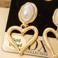 Gold Dipped Oval Pearl And Heart Dangle Earrings - Purpose + Passion Boutique
