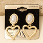 Gold Dipped Oval Pearl And Heart Dangle Earrings - Purpose + Passion Boutique